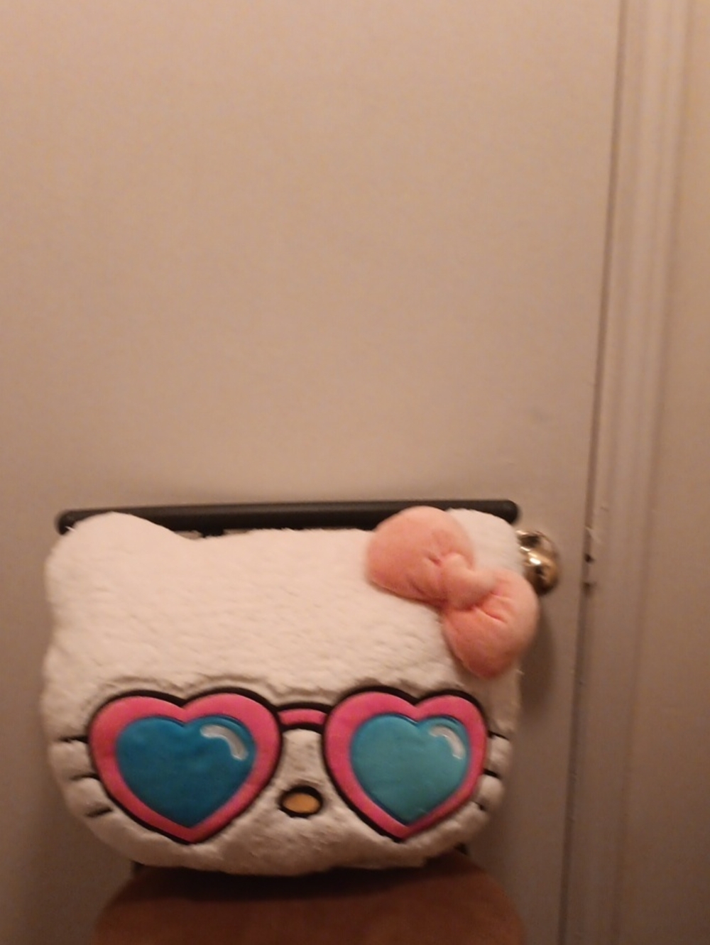 Hello Kitty Plush Pillow with Pink Bow and Blue Heart Sunglasses